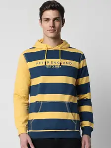 Peter England Casuals Striped Hooded Cotton Sweatshirt