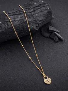 DressBerry Brass Gold-Plated Chain with Lock Pendant