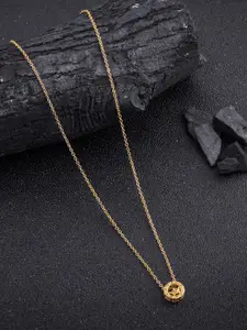 DressBerry Gold-Plated King Taj-Shaped Stone-Studded Pendant & Chain