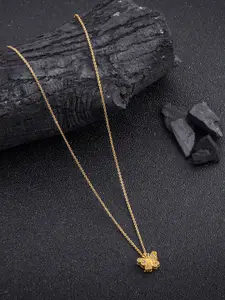 DressBerry Gold-Plated Butterfly-Shaped Stone-Studded Pendant & Chain