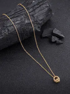 DressBerry Gold Plated Stones Studded King Taj Shape Pendant & Chain