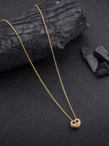 DressBerry Gold Plated Stones Studded King Taj Shape Pendant & Chain