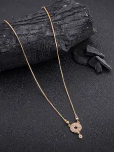 DressBerry Gold Plated Stones Studded Round Shape Pendant & Chain