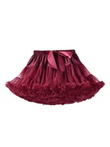StyleCast Girls Maroon Gathered Detailed Mini Tiered Skirt