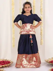 JBN Creation  Girls Ethnic Motifs Woven Design Ready To Wear Lehenga