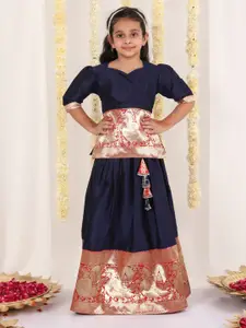 JBN Creation Girls Ethnic Motifs Woven Design Ready To Wear Lehenga