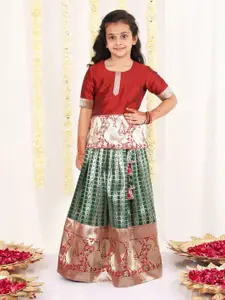 JBN Creation Girls Woven Design Ready to Wear Lehenga & Blouse