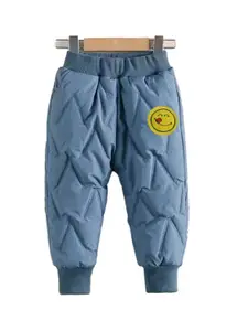 StyleCast Boys Blue Textured Self Design Mid-Rise Easy Wash Joggers