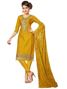 MANVAA Floral Embroidered Glaze Cotton Unstitched Dress Material