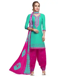 MANVAA Floral Embroidered Pure Cotton Unstitched Dress Material