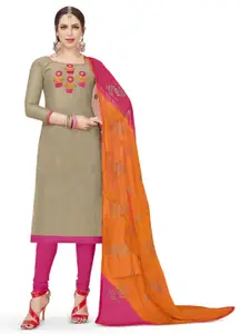 MANVAA Floral Embroidered Unstitched Dress Material