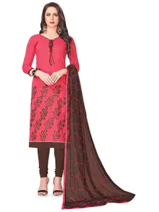 MANVAA Floral Embroidered Unstitched Dress Material