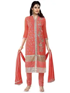 MANVAA Embellished Silk Georgette Unstitched Dress Material