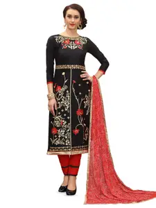 MANVAA Floral Embroidered Zari Unstitched Dress Material