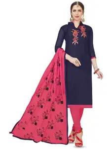 MANVAA Floral Embroidered Thread Work Unstitched Dress Material