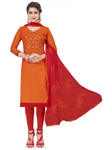 MANVAA Floral Embroidered Unstitched Dress Material