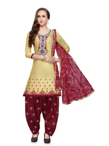 MANVAA Ethnic Motifs Embroidered Thread Work Detail Pure Cotton Unstitched Dress Material