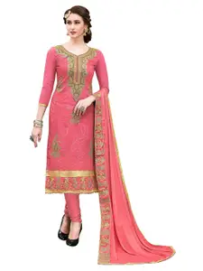 MANVAA Ethnic Motifs Embroidered Pure Cotton Unstitched Dress Material