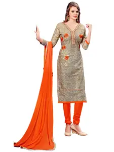 MANVAA Floral Embroidered Unstitched Dress Material