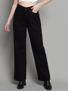 Xpose Women Black Comfort Wide Leg High-Rise Jeans
