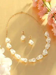 Zaveri Pearls Gold-Plated Beads Beaded Necklace With Earrings