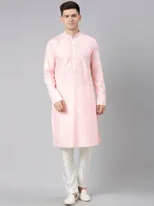 TheEthnic.Co Floral Yoke Design Thread Work Pure Cotton Kurta with Trousers