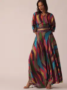 KALKI Fashion Multicolor Printed Crop Top And Palazzo Set