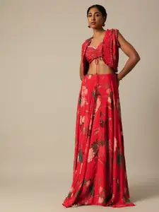 KALKI Fashion Red Embroidered Ready to Wear Lehenga &