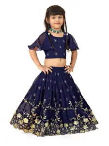 BAESD Girls Floral Embroidered Sequined Ready to Wear Lehenga & Choli