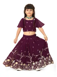 BAESD Girls Floral Embroidered Sequined Ready to Wear Lehenga & Choli