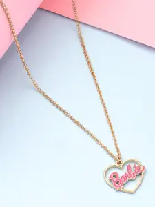 ToniQ Gold-Plated Barbie & Heart Shaped Pendant With Chain