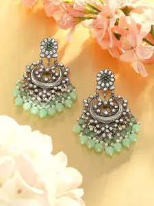 Zaveri Pearls Green Drop Earrings