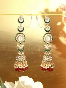 Zaveri Pearls Gold-Plated Kundan Studded Jhumkas