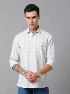 CAVALLO by Linen Club Contemporary Slim Fit Buffalo Checked Cotton Linen Casual Shirt