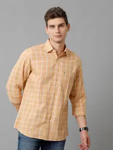 CAVALLO by Linen Club Contemporary Slim Fit Checked Cotton Linen Casual Shirt