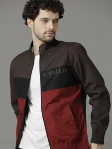 CAVALLO by Linen Club Colourblocked Cotton & Linen Lightweight Antimicrobial Bomber Jacket
