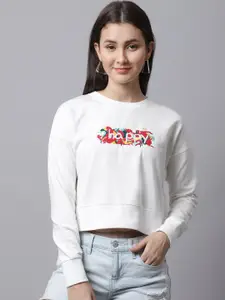 DressBerry Women Off White Embroidered Sweatshirt