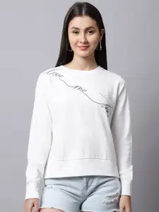 DressBerry Women Off White Printed Sweatshirt
