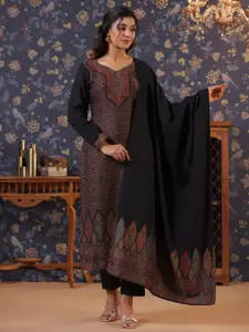House of Pataudi Woven-Designed Unstitched Kurta & Trouser With Dupatta Dress Material