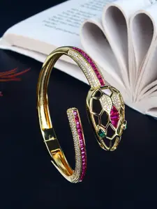 Stylecast X KPOP White Women Cubic Zirconia Gold-Plated Bangle-Style Bracelet