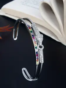 Stylecast X KPOP Women Silver-Plated Cubic Zirconia Bangle-Style Bracelet