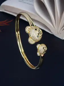 Stylecast X KPOP White Women Brass Cubic Zirconia Gold-Plated Bangle-Style Bracelet