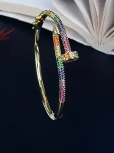 Stylecast X KPOP Gold-Plated Brass Cubic Zirconia Bangle-Style Bracelet