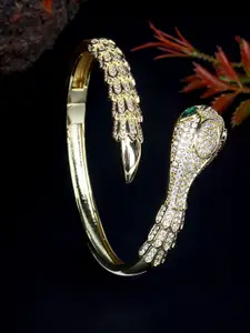 Stylecast X KPOP Women Gold-Plated Cubic Zirconia Bangle-Style Bracelet
