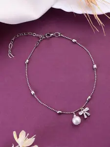 VOJ Silver-Plated Beaded Anklet