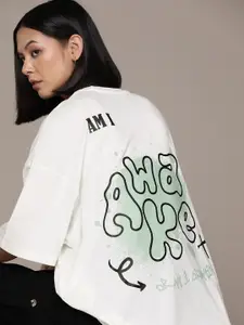 The Roadster Lifestyle Co. Women Typography Printed Oversized T-shirt