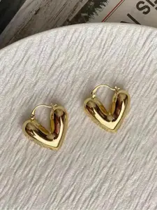 ZIVOM Gold-Plated Heart Shaped Hoop Earrings