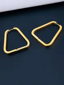 ZIVOM 18K Gold-Plated Stainless Steel Triangular Hoop Earrings