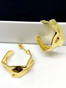 ZIVOM Gold-Plated Geometric Half Hoop Earrings