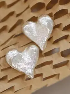 ZIVOM Silver-Plated Heart Shaped Studs Earrings
